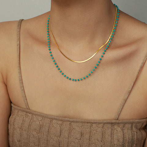 Chunky Turquoise Necklace Teardrop Pendant