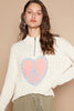 POL Cable-Knit Peace Patch Dropped Shoulder Sweater