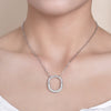 925 Sterling Silver Inlaid Moissanite Pendant Necklace