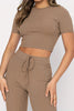 Round Neck Short Sleeve Top and Pants Set