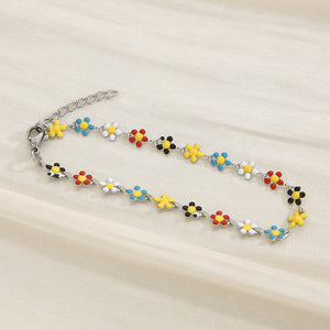 Flower & Cross Stainless Steel Bracelet