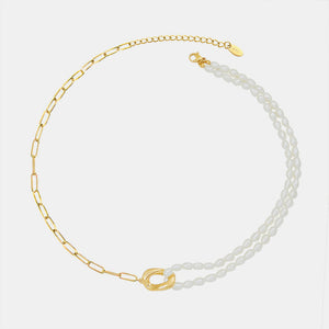 18K Gold-Plated Titanium Steel Pearl Necklace