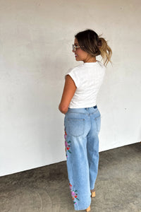 PREORDER - EVIE FLORAL EMBROIDERED JEANS