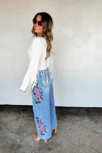 PREORDER - EVIE FLORAL EMBROIDERED JEANS