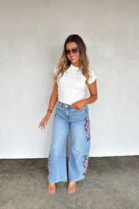PREORDER - EVIE FLORAL EMBROIDERED JEANS
