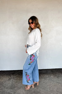 PREORDER - EVIE FLORAL EMBROIDERED JEANS