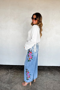 PREORDER - EVIE FLORAL EMBROIDERED JEANS