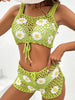 Flower Cutout Wide Strap Two-Piece Cover Up