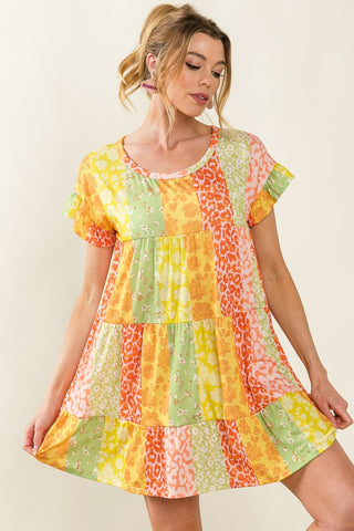 Lizzy Dress in Hot Pink and Yellow Floral