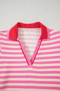 PRE ORDER - Stripe Flutter Sleeve Contrast Collar Mini Dress