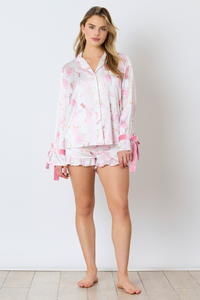 Satin Champagne Long Sleeve Pajama Top