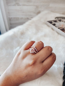 Rayna Morganite Rose Gold Ring Set