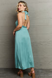 Know Your Worth Criss Cross Halter Neck Maxi Dress