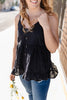 I Love Eyelet Black Button Top ESB