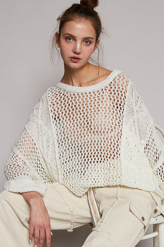 BiBi Cable Knit Short Sleeve Sweater