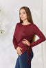 Drawstring Round Neck Long Sleeve Top