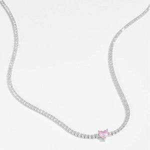 Inlaid Zircon Heart 925 Sterling Silver Necklace