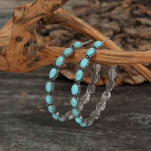 Faux Turquoise C-Hoop Earrings