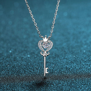 Key Shape Moissanite 925 Sterling Silver Necklace