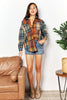 Plaid Curved Hem Shirt Jacket with Breast Pockets