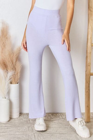 Kimberly C Full Size Wide Waistband Slit Flare Pants