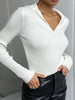 Johnny Collar Rib-Knit Top