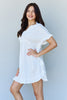 Out Of Time Ruffle Hem Dress with Drawstring Waistband in White