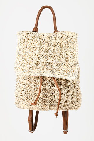 Beach Date Straw Rattan Handbag in Ivory