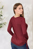 Drawstring Round Neck Long Sleeve Top