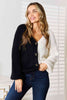 Contrast Button-Front V-Neck Cardigan