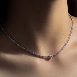 Heart Inlaid Zircon 925 Sterling Silver Necklace
