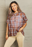 For You Short Sleeve Plaid Top