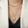 Inlaid Pearl Double-Layered Titanium Steel Necklace