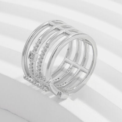 X Shape Inlaid Zircon 925 Sterling Silver Ring