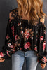 Floral Lace Cold-Shoulder Flounce Sleeve Blouse