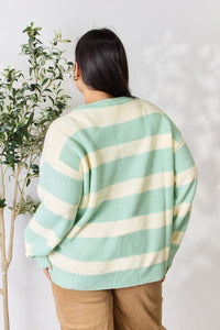 Sew In Love Contrast Striped Round Neck Sweater