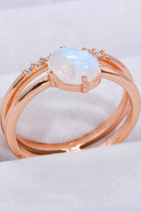 Natural Moonstone and Zircon Double-Layered Ring