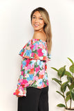 Floral Off-Shoulder Flounce Sleeve Layered Blouse