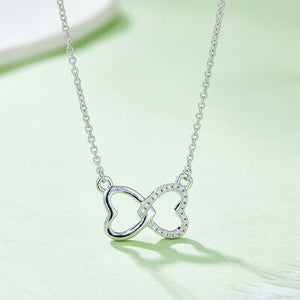 Moissanite 925 Sterling Sliver Heart Bow Necklace