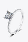 Rhodium-Plated Moissanite Four-Prong Ring