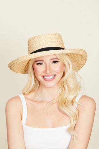 Fame Checkered Straw Weave Sun Hat