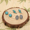 3 Piece Faux Turquoise Stud Earrings