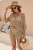 Openwork V-Neck Top and Shorts Set