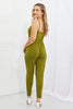 Comfy Casual Solid Elastic Waistband Jumpsuit in Chartreuse