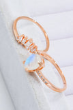 Natural Moonstone and Zircon 18K Rose Gold-Plated Two-Piece Ring Set