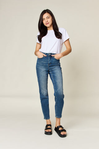 Maddie Mid Rise Braided Side Seam Relaxed Jeans