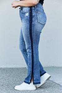 Judy Blue Two-Tone Raw Hem Slit Jeans