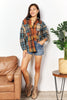 Plaid Curved Hem Shirt Jacket with Breast Pockets