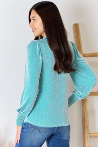 Ribbed Mock Neck Long Sleeve Top
