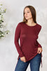 Drawstring Round Neck Long Sleeve Top